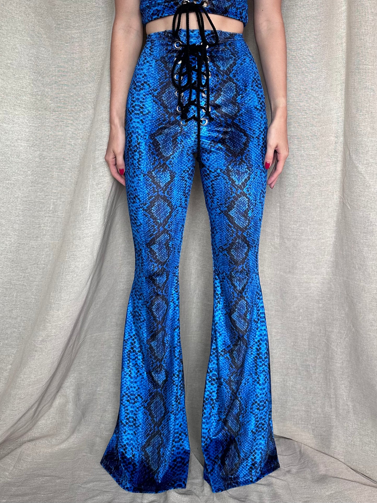 Stevie Flared Trousers - Royal Blue Serpent