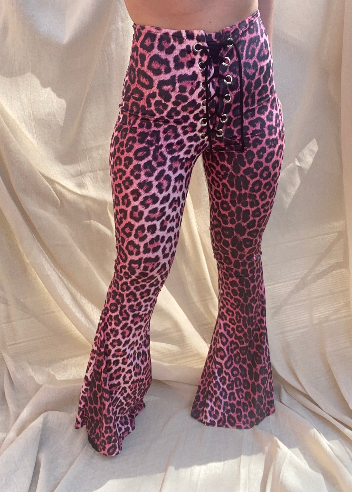 Stevie Flared Trousers - Pink Leopard