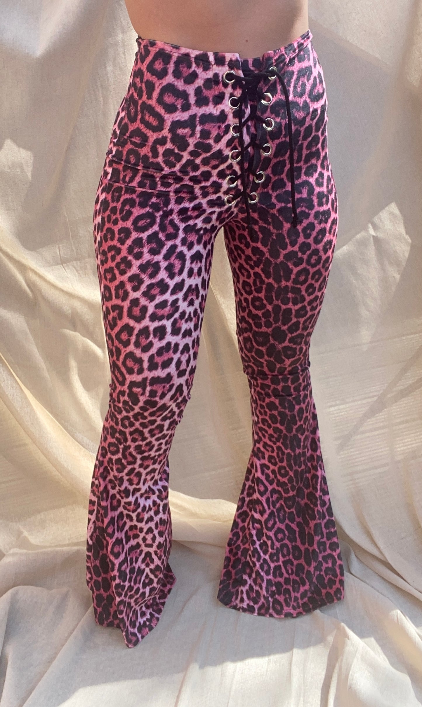 Stevie Flared Trousers - Pink Leopard