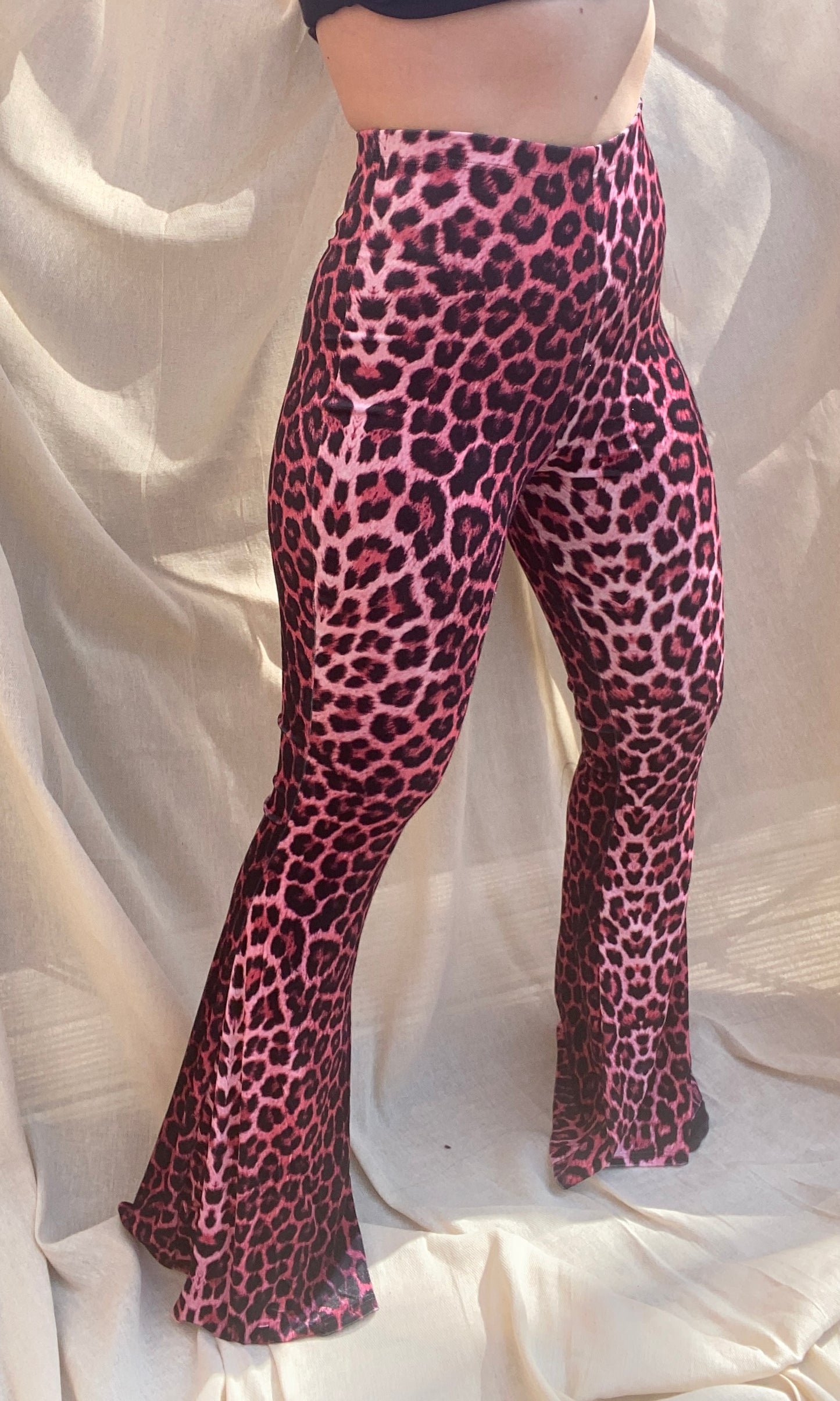 Flared Trousers - Pink Leopard