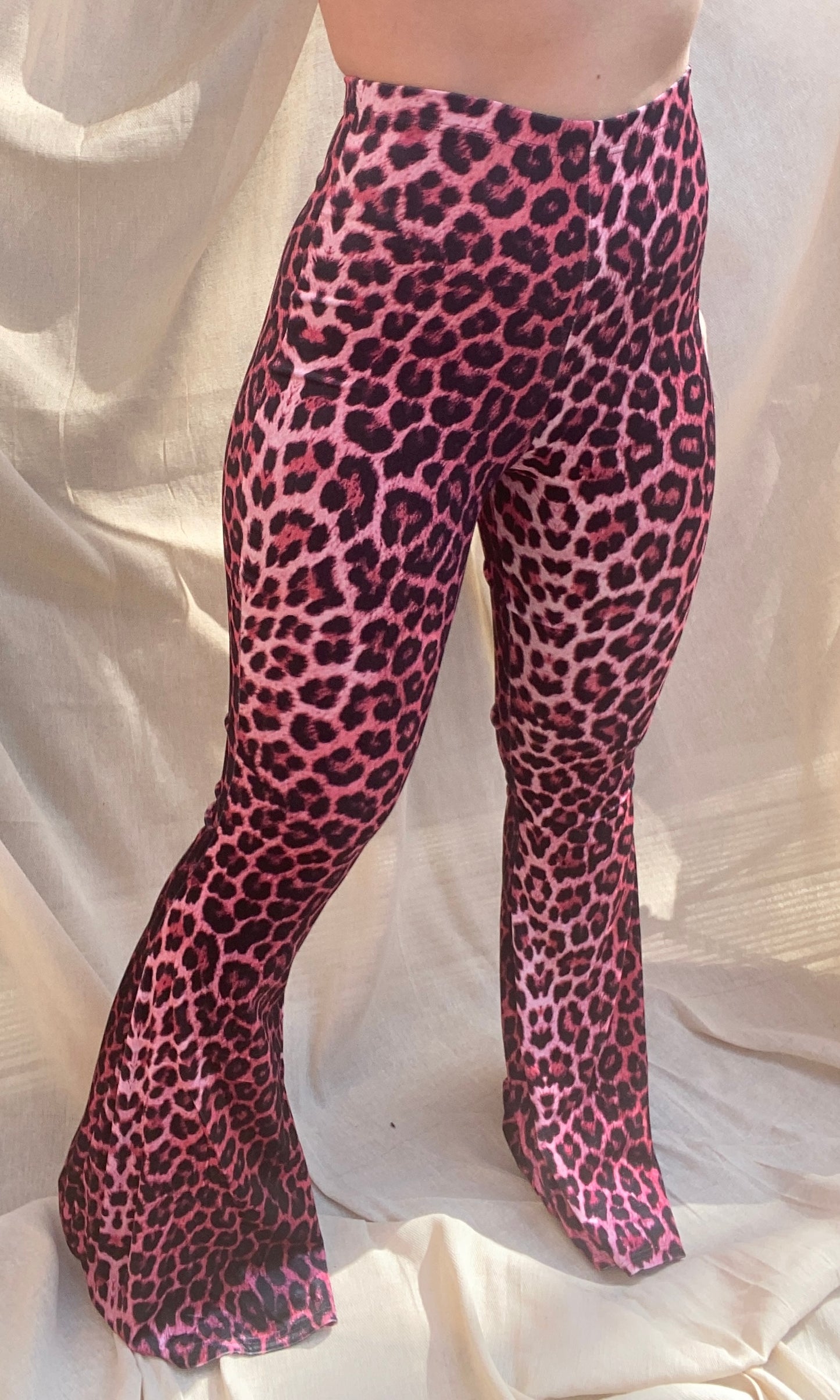 Flared Trousers - Pink Leopard