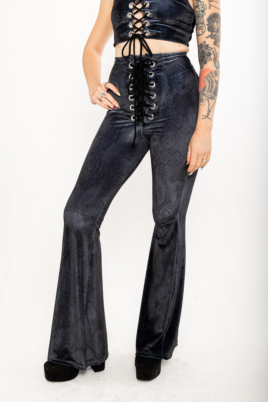 Stevie Flared Trousers - Serpent - Charcoal