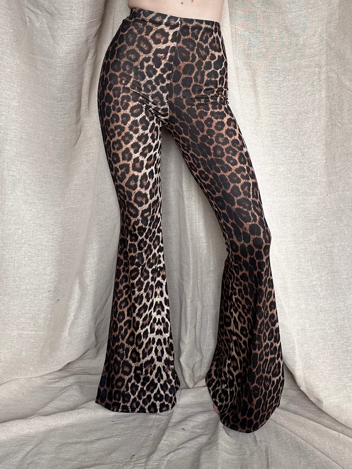 Flared Trousers - Jersey - Golden Leopard
