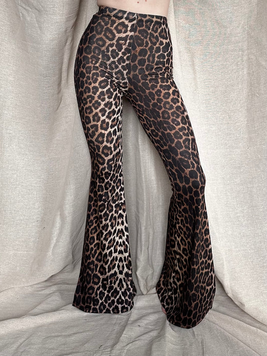 Flared Trousers - Jersey - Golden Leopard