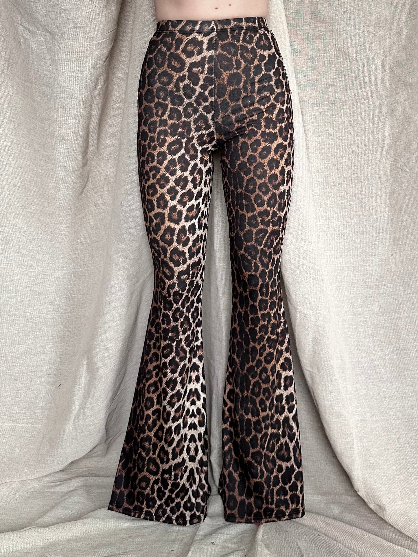 Flared Trousers - Jersey - Golden Leopard
