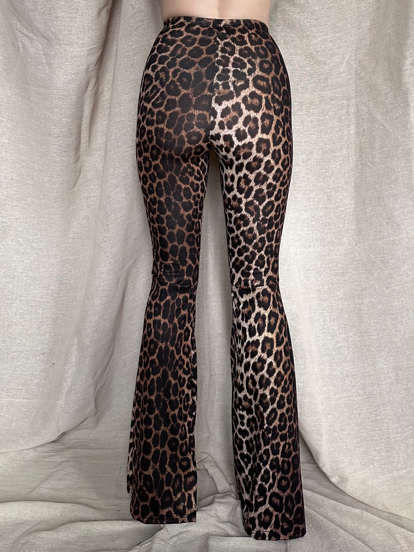 Flared Trousers - Jersey - Golden Leopard