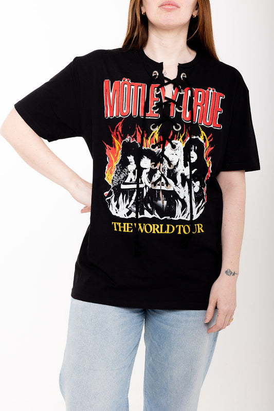 Motley Crue - Vintage Tour  - Black - Lace Up Tshirt