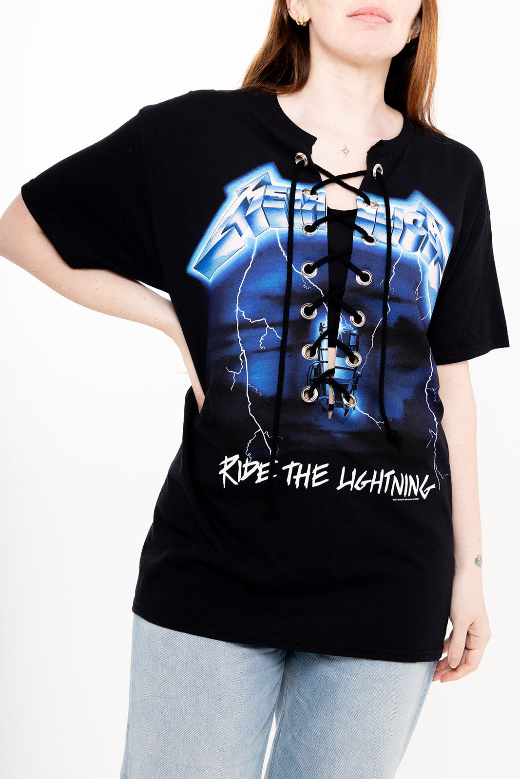 Metallica  - Black - Ride The Lightning (back print) - Lace Up T-shirt