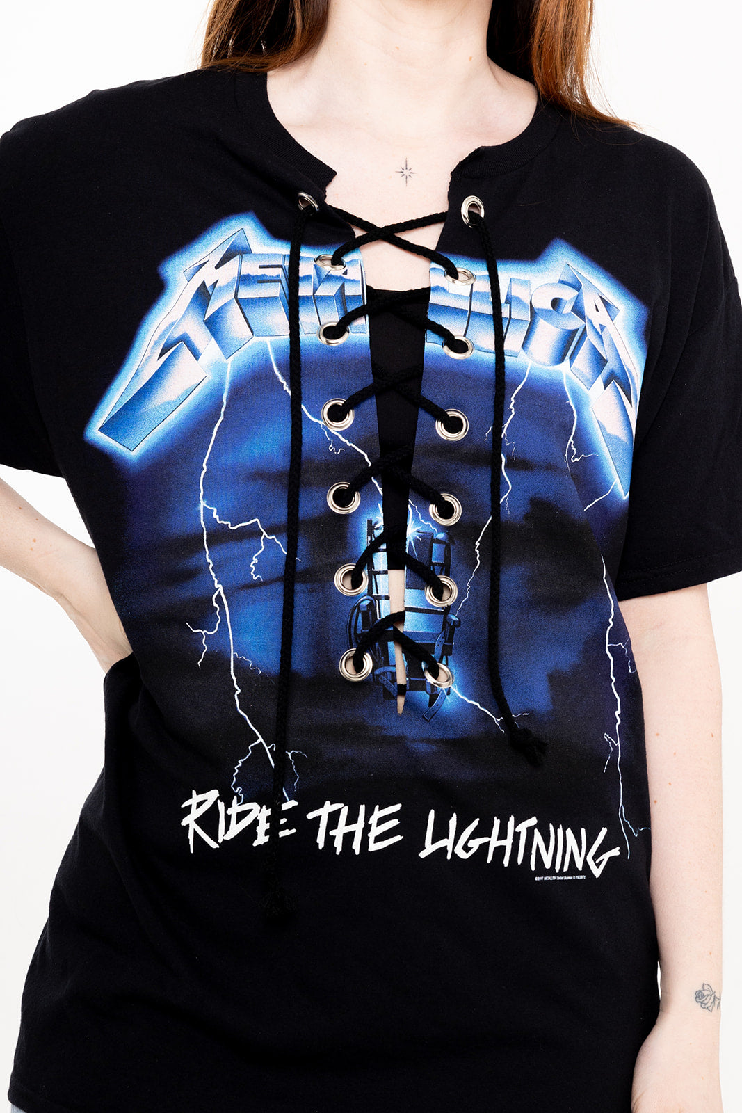 Metallica  - Black - Ride The Lightning (back print) - Lace Up T-shirt