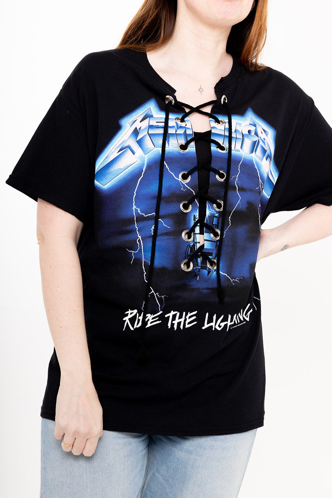 Metallica  - Black - Ride The Lightning (back print) - Lace Up T-shirt