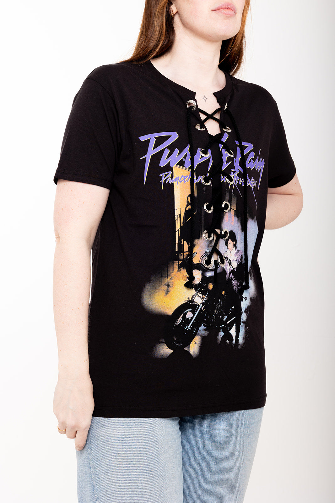 One off - Prince - Black - Purple Rain - Lace Up T-shirt