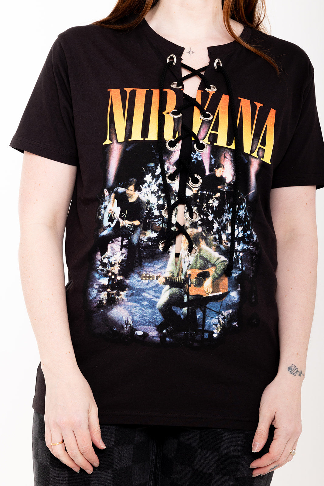 Nirvana - Unplugged - Black - Lace Up T-shirt