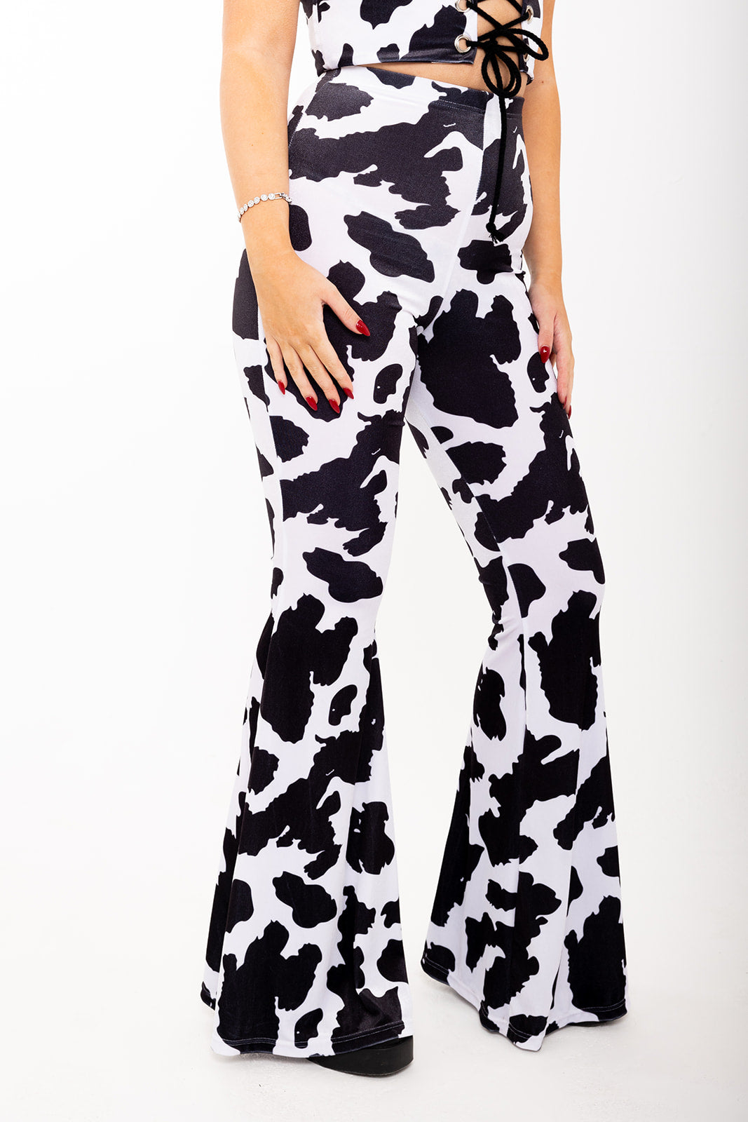 Flared Trousers - Cow - Black