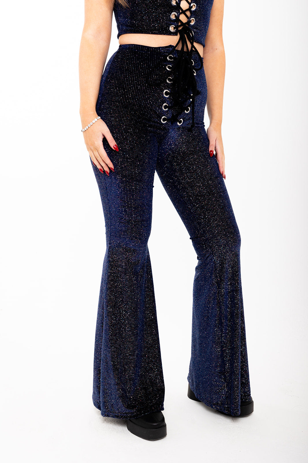 Stevie Flared Trousers -  Midnight Glitter - Exclusive