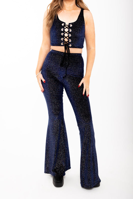 Flared Trousers - Midnight Glitter - Exclusive