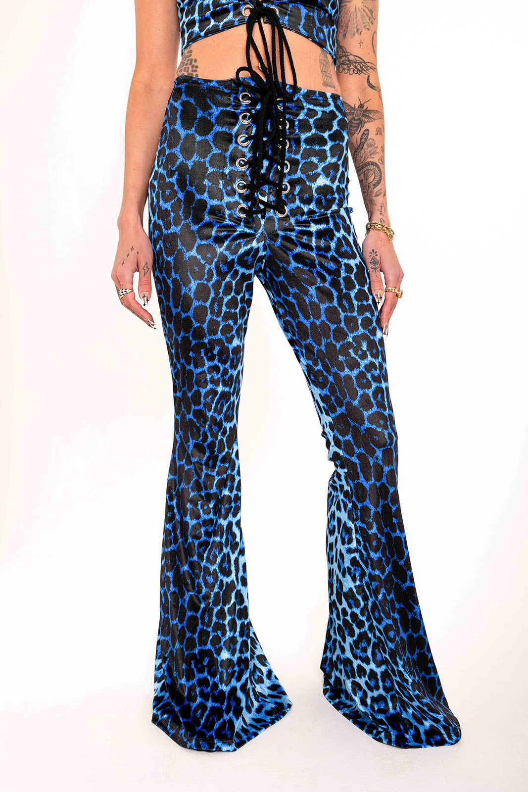 Stevie Flared Trousers - Blue Leopard
