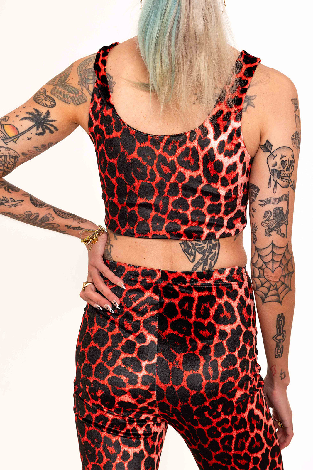 Stevie Flared Trousers - Red Leopard