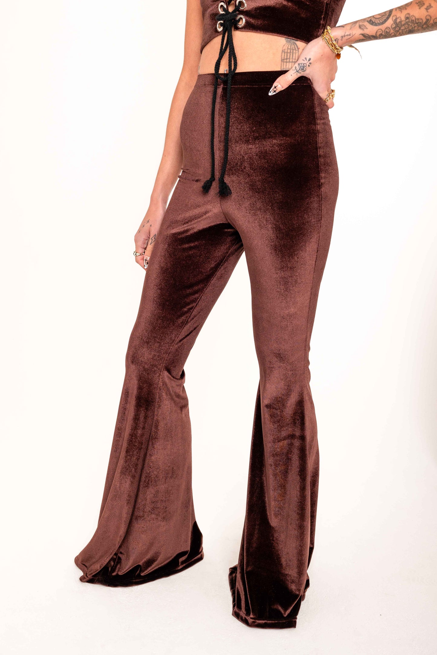 SAMPLE Flared Trousers - Chocolate