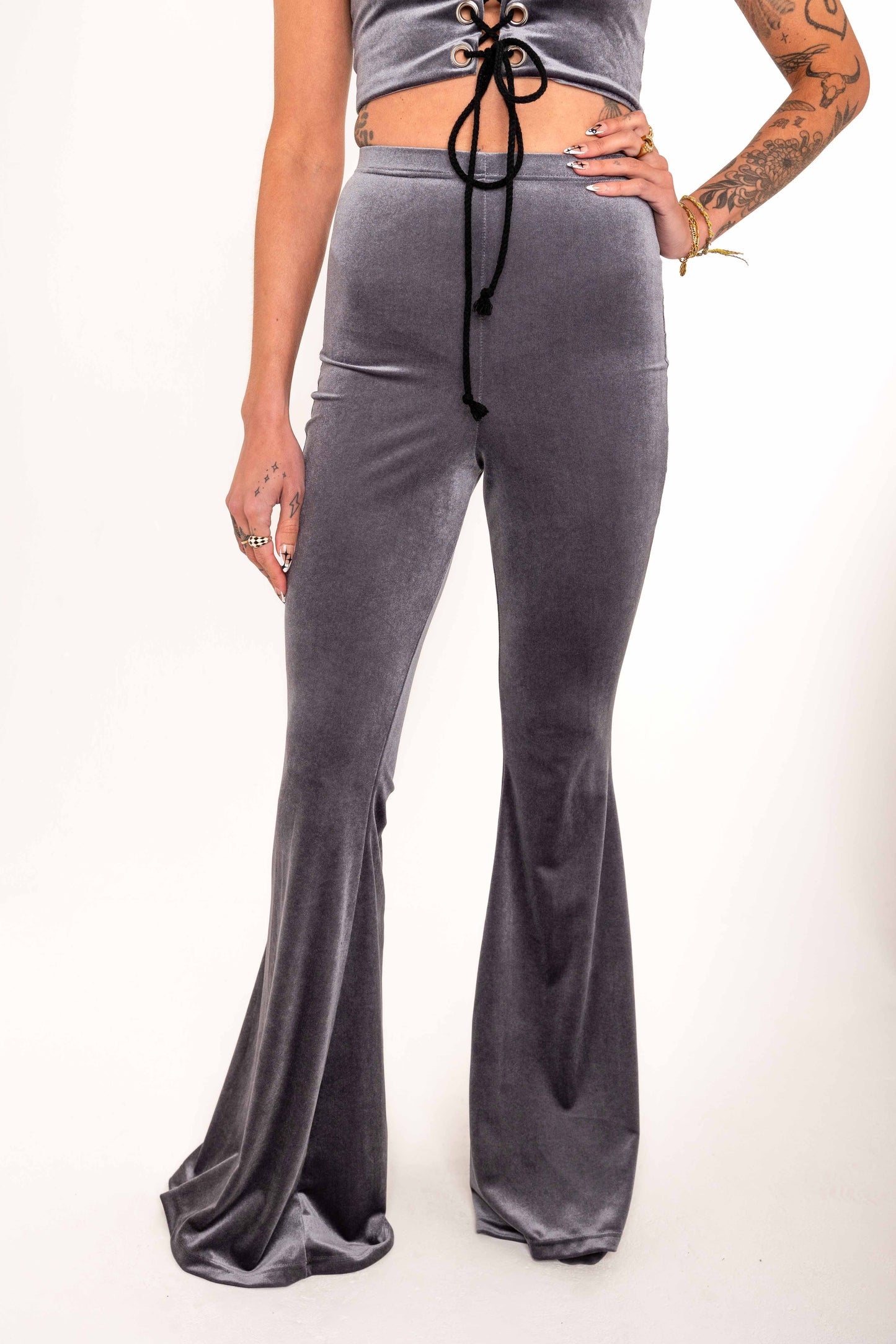 SAMPLE Flared Trousers - Steel