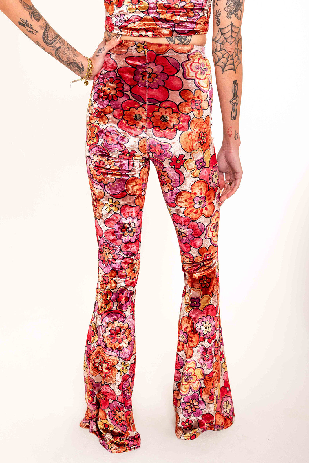 Stevie Flared Trousers - Crushed Velvet - Woodstock