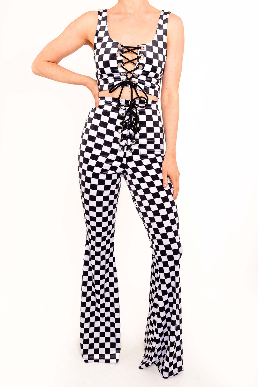 Stevie Flared Trousers - Checkerboard