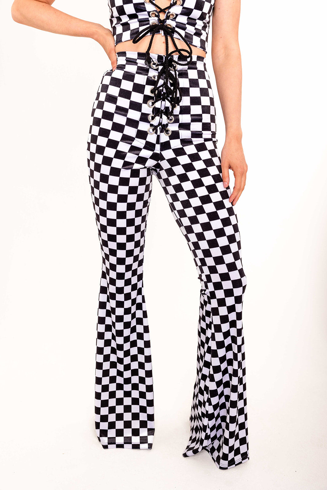 Stevie Flared Trousers - Checkerboard