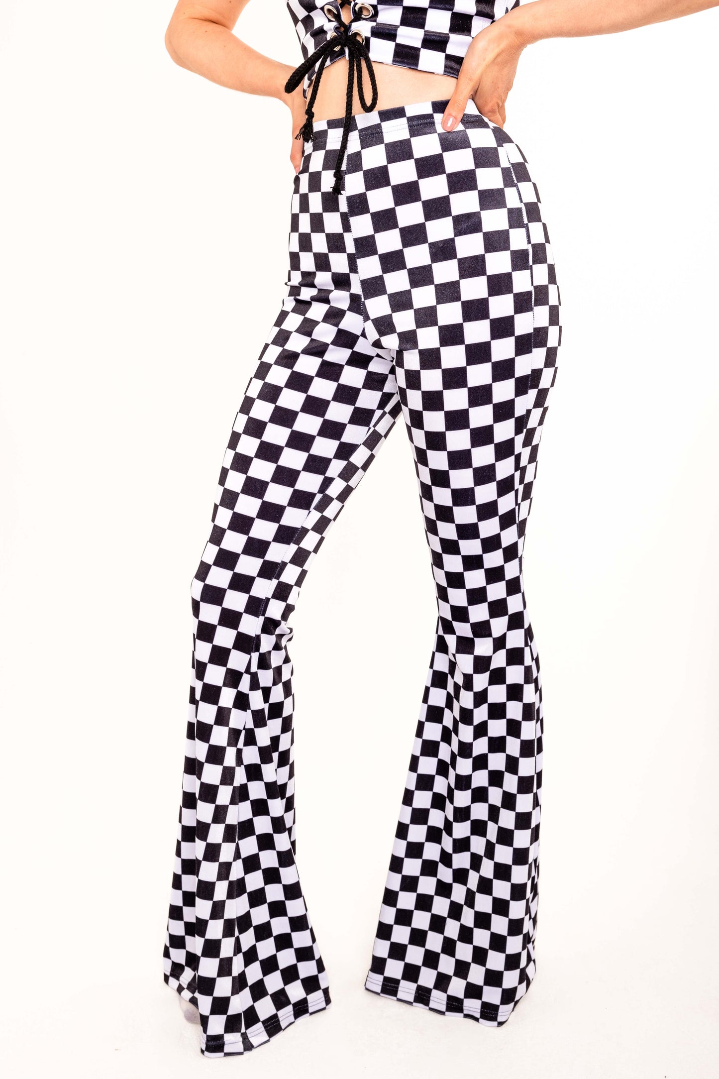 SAMPLE Flared Trousers - Checkerboard