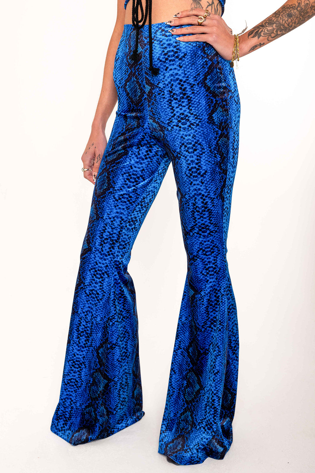 Flared Trousers - Royal Blue Serpent