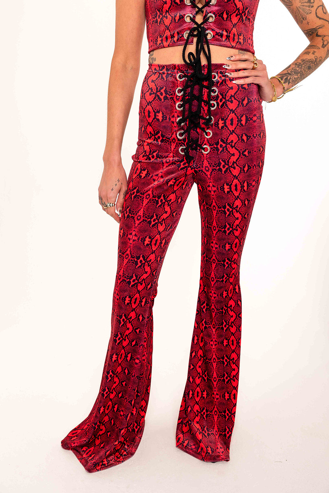 Stevie Flared Trousers - Red serpent