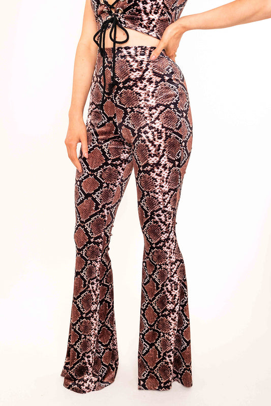 Flared Trousers - Brown Serpent