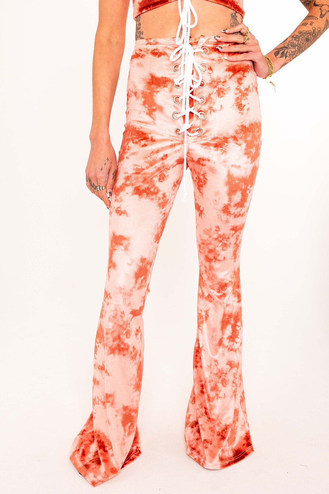 Stevie Flared Trousers - Tie Dye Peach
