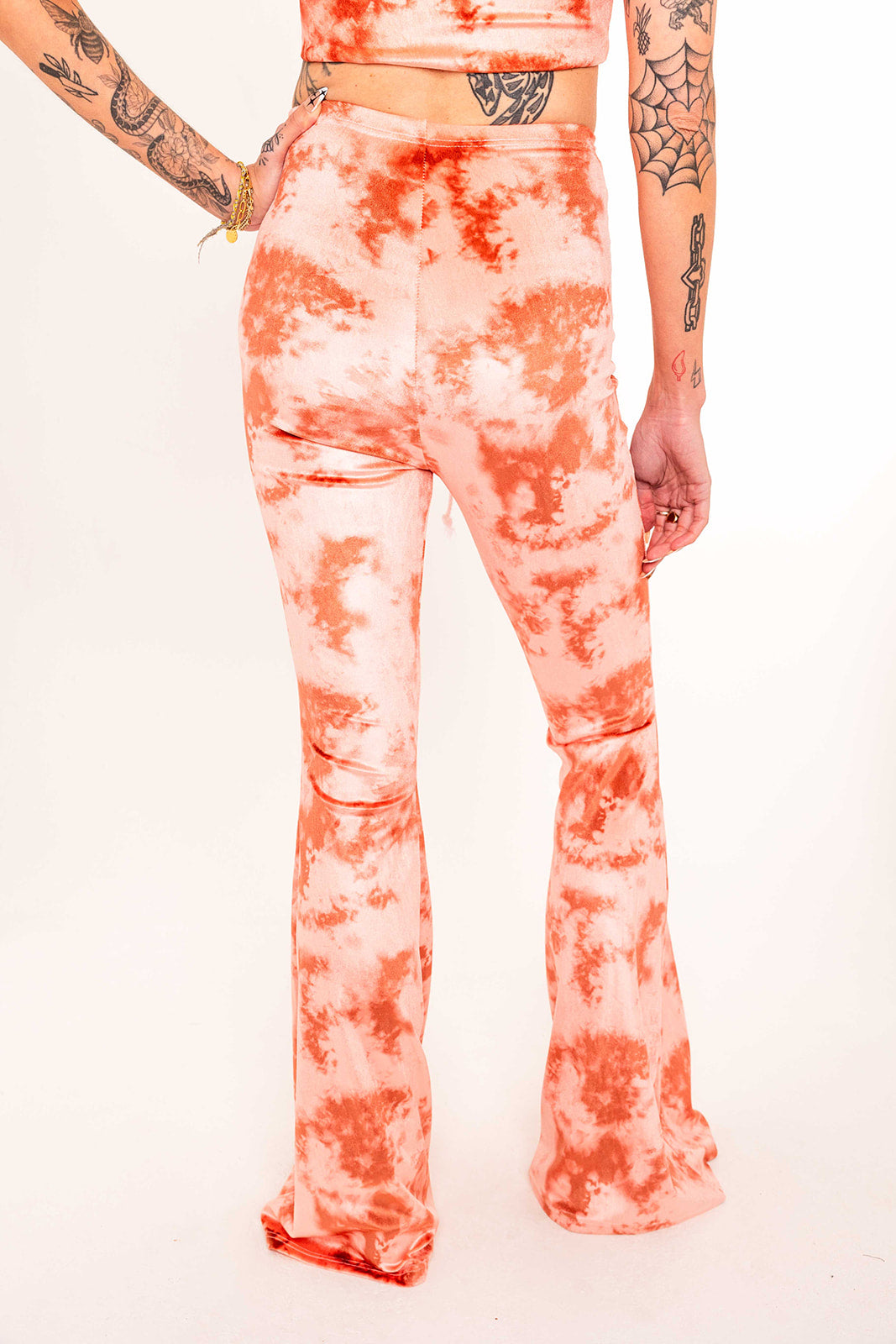 Stevie Flared Trousers - Tie Dye Peach