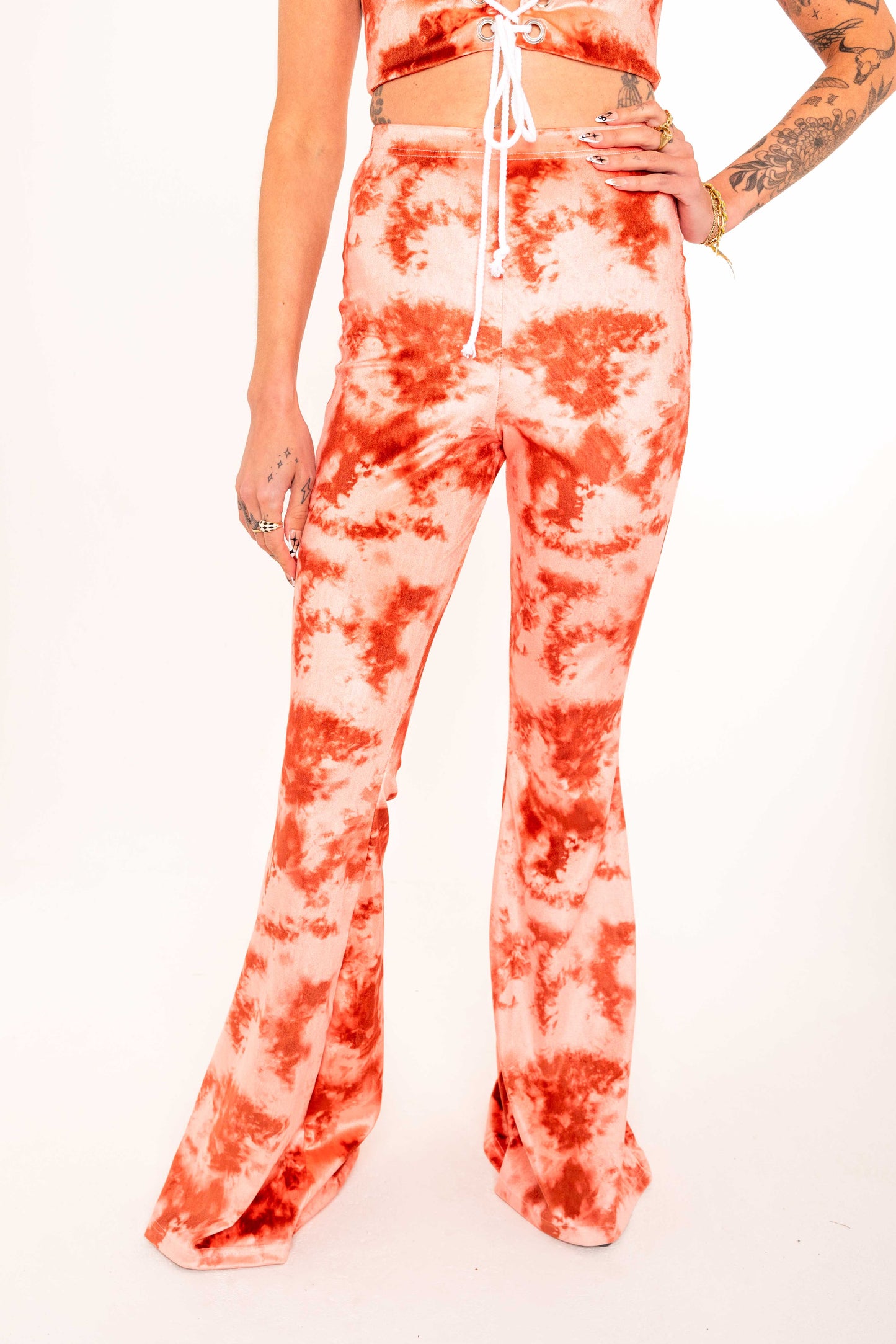 Flared Trousers - Tie Dye Peach