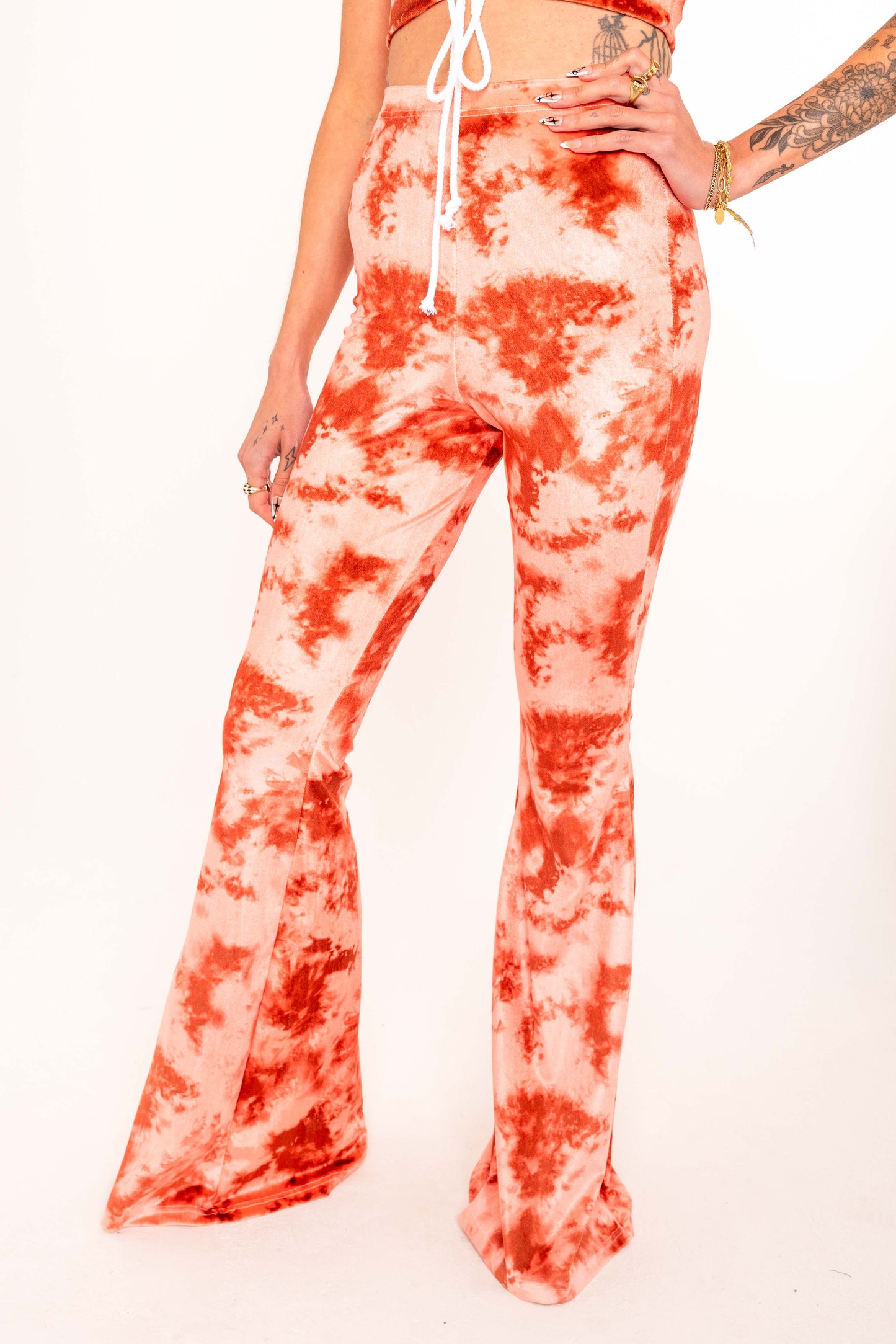 Flared Trousers - Tie Dye Peach