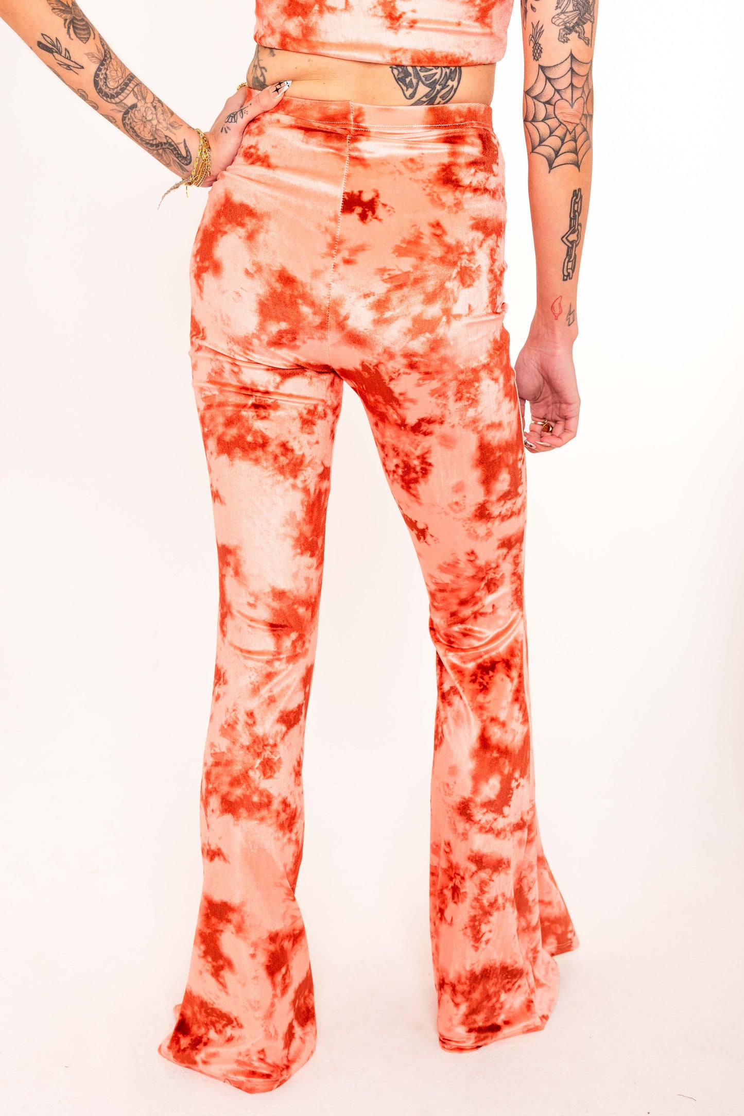 Flared Trousers - Tie Dye Peach