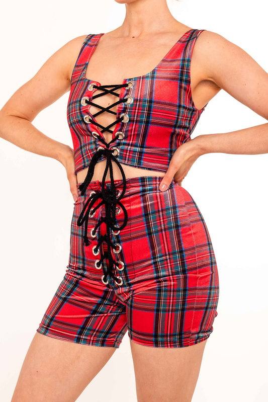 Stevie Shorts in Tartan - Red