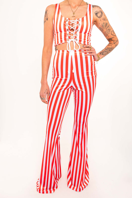Flared Trousers - Candy stripe