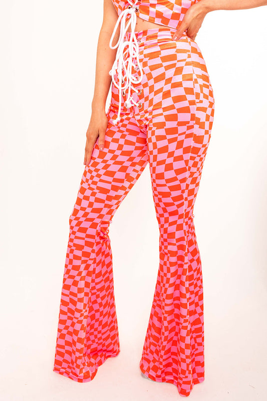 Stevie Flared Trousers - Trippy Check