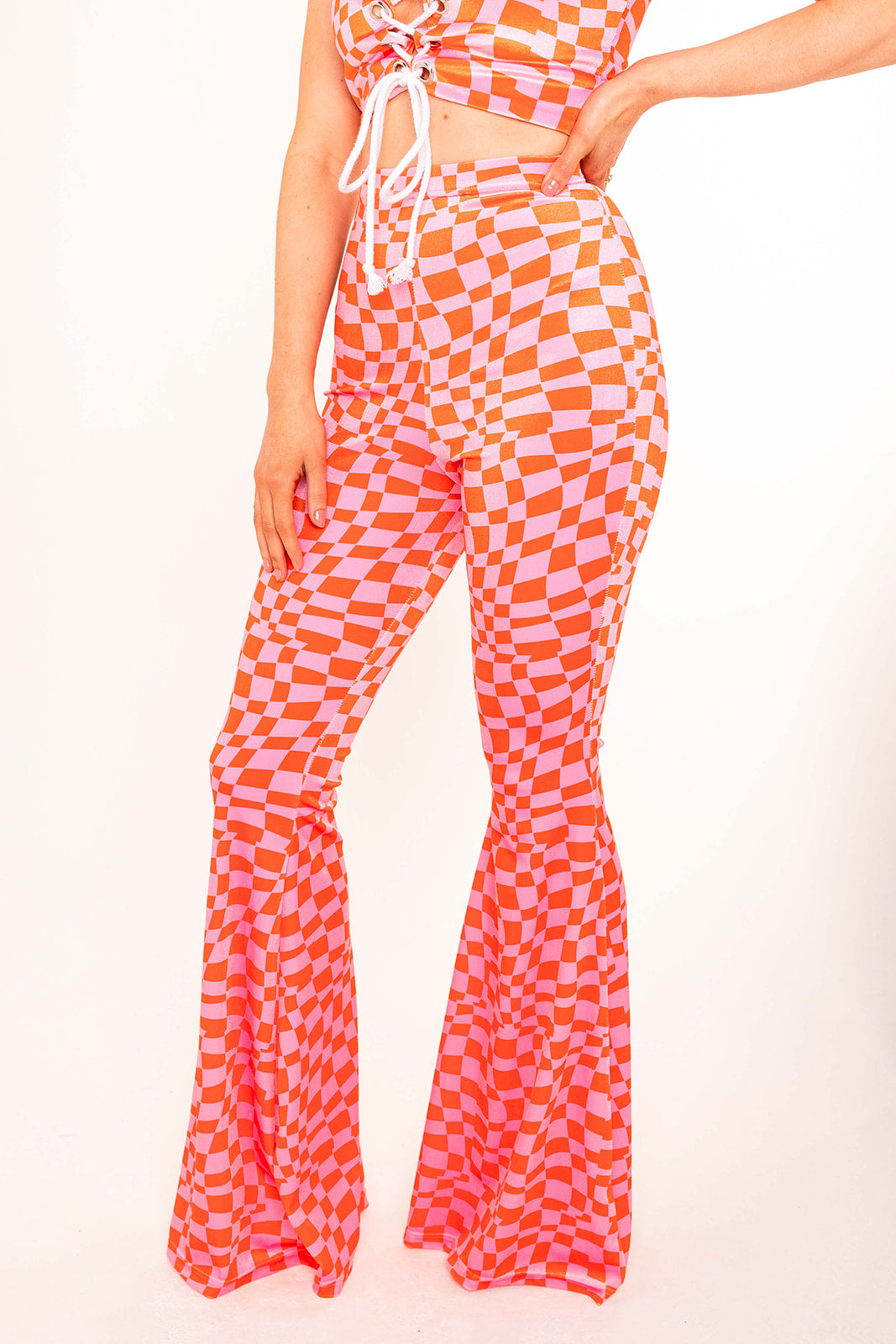 Flared Trousers - Trippy Check