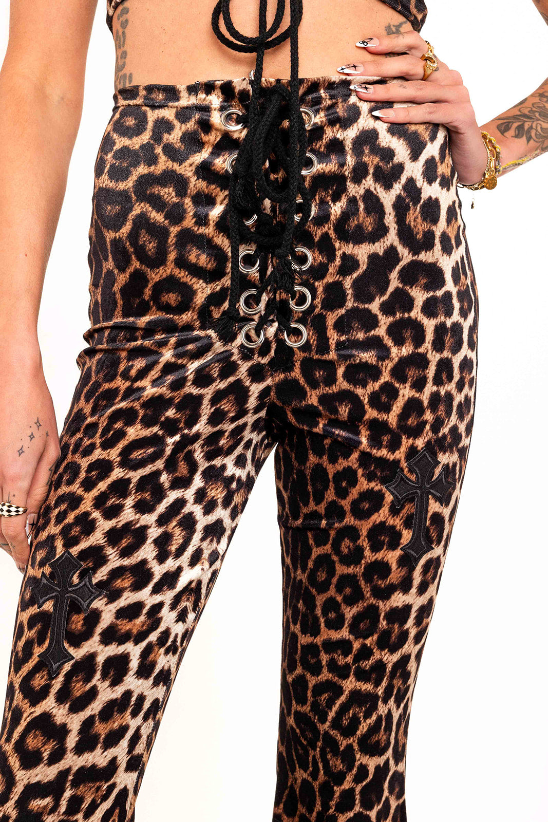 Buffy Flared Trousers - Golden Leopard / Black