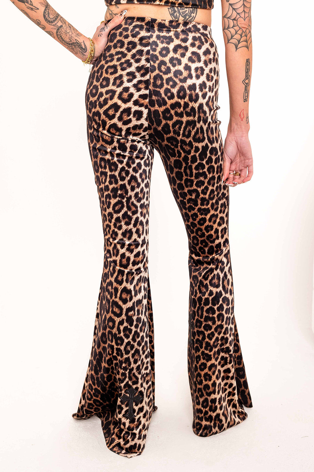 Flared Trousers - Buffy - Golden leopard / Black