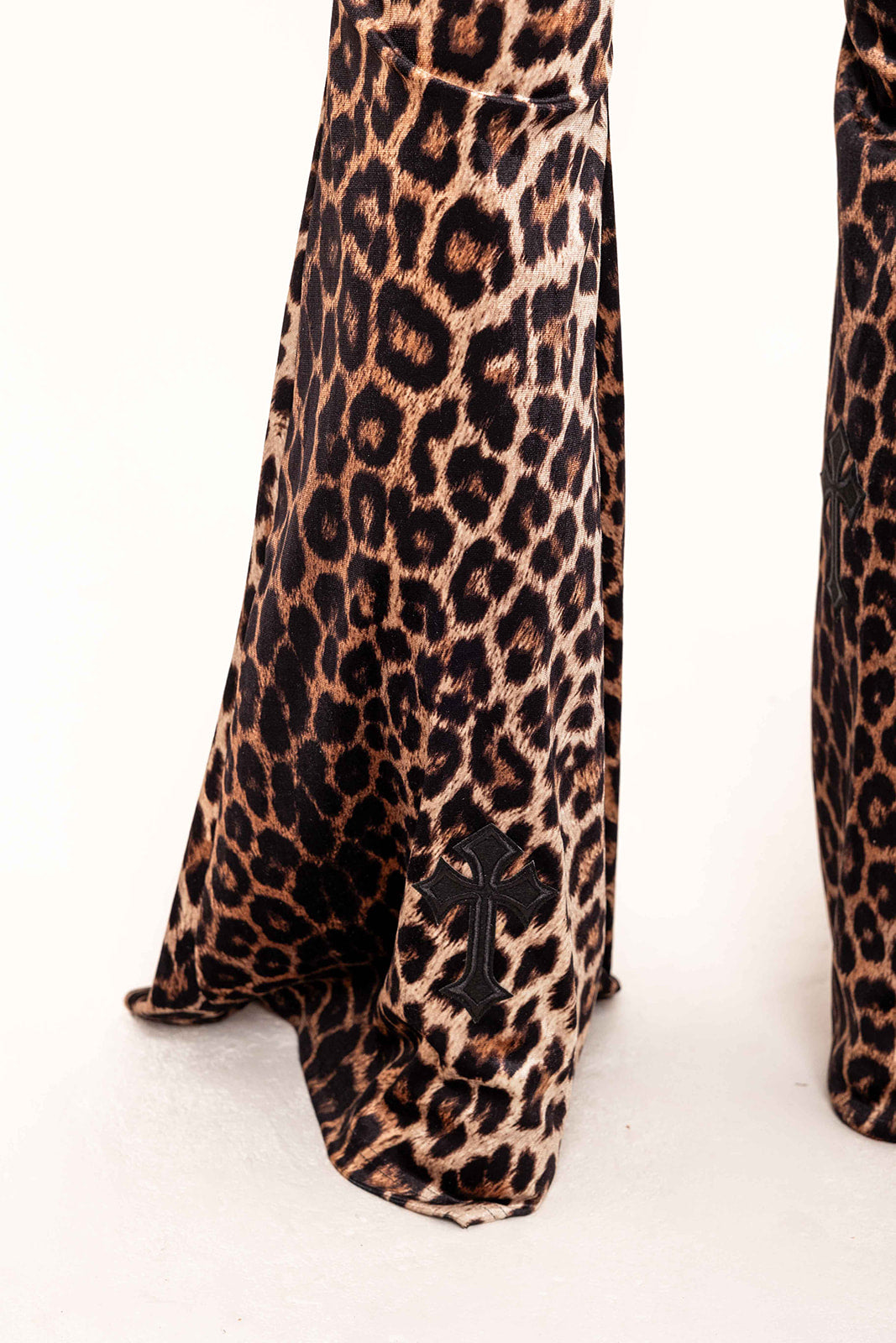 Flared Trousers - Buffy - Golden leopard / Black