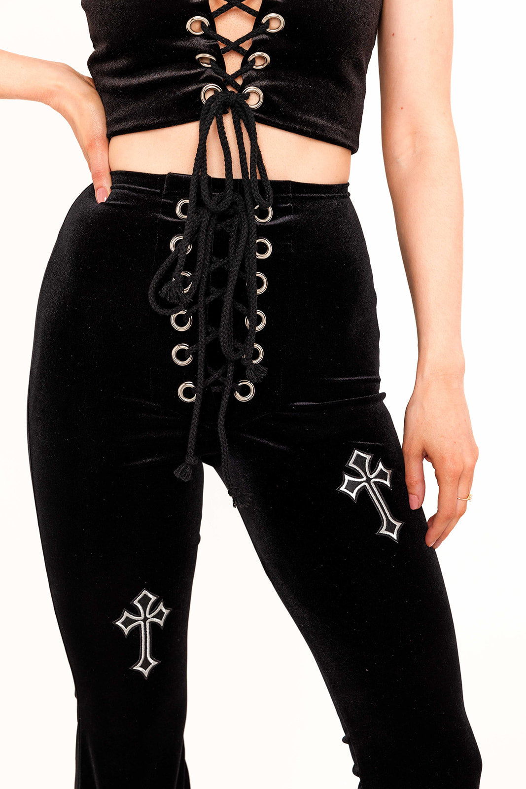 Buffy Flared Trousers - Black / Silver