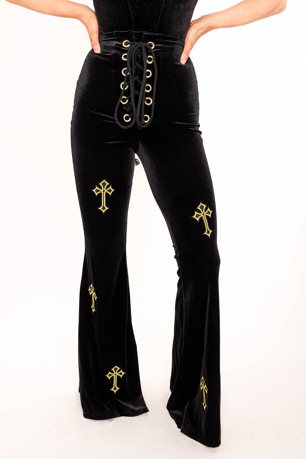 Buffy Flared Trousers - Black / Gold