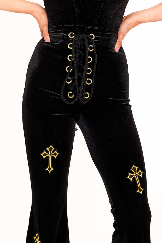Buffy Flared Trousers - Black / Gold