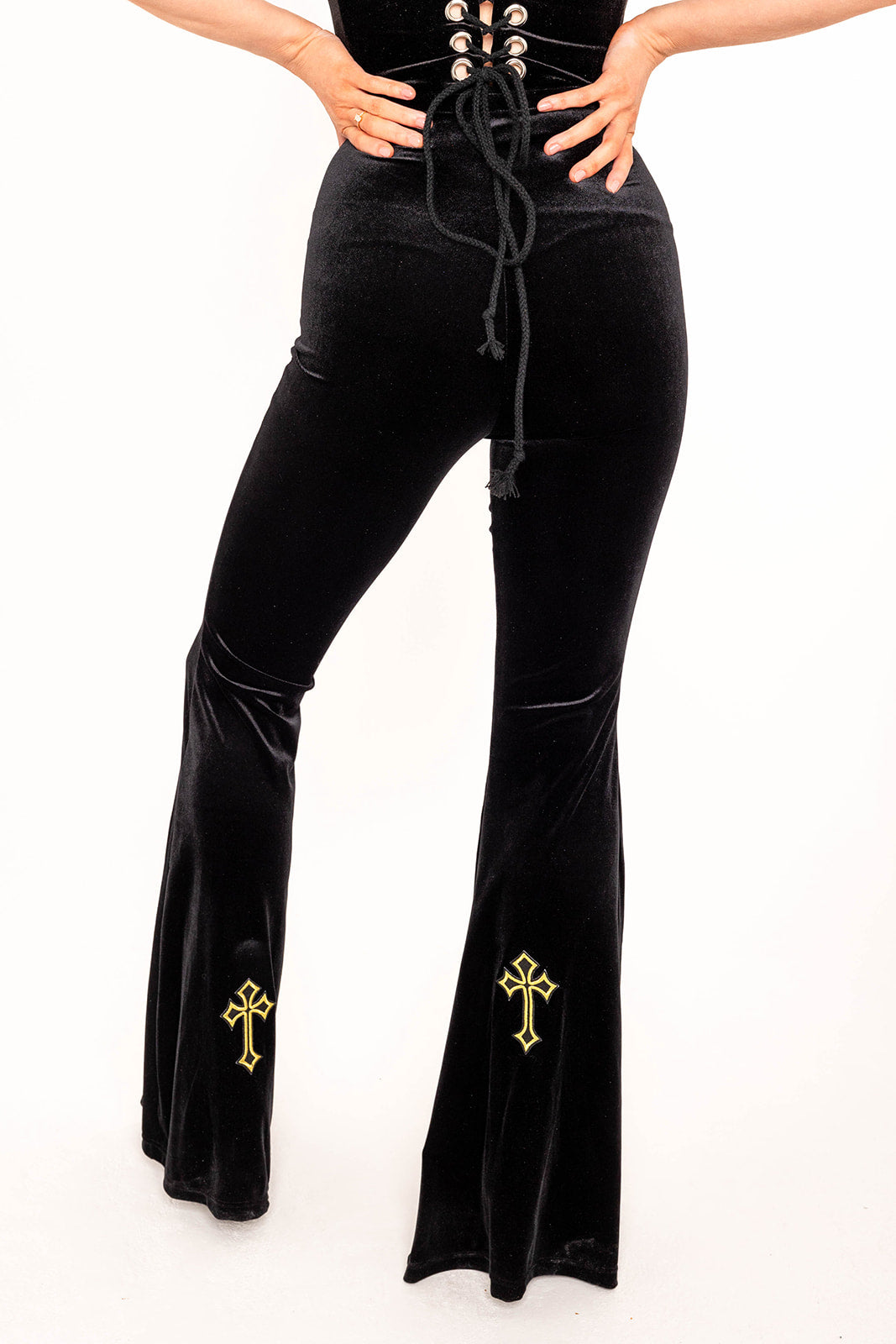Buffy Flared Trousers - Black / Gold