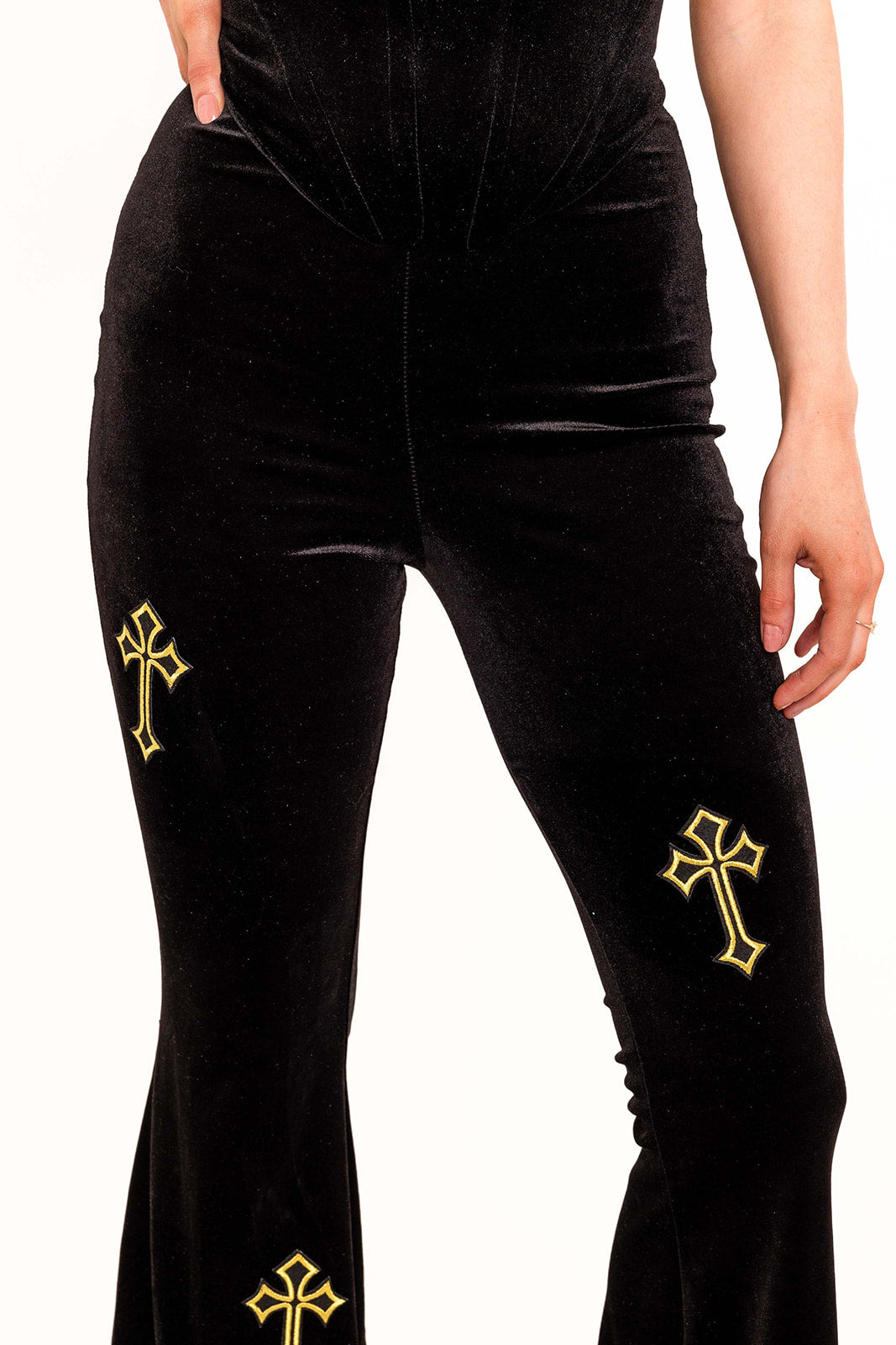 Flared Trousers - Buffy - Black / Gold
