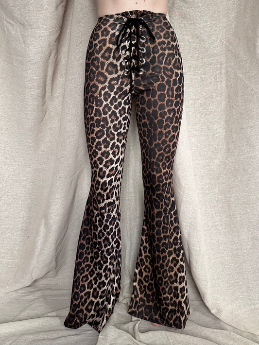 Stevie Flared Trousers - Jersey - Golden Leopard