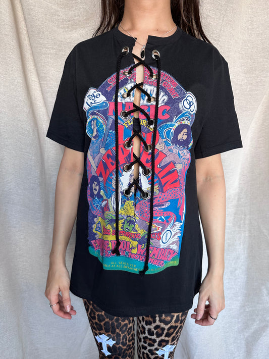 SALE - Zeppelin Electric Magic Tour - Black - Lace Up T-shirt