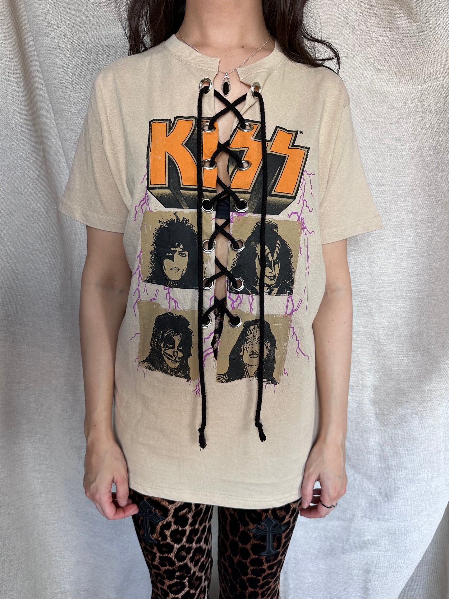 SALE - KISS - Sand - Lace Up T-shirt